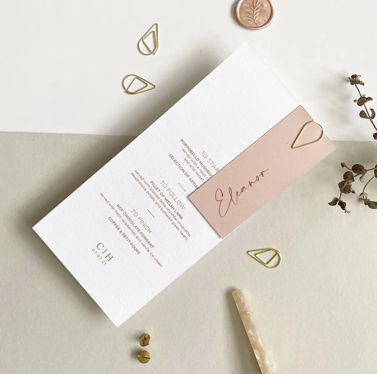 Simple Menu cards with place name