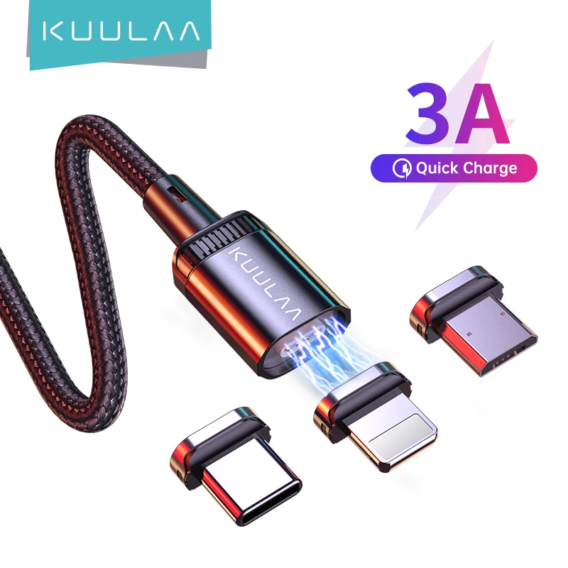 KUULAA Moblie Phone Charging Cable Cord USB Type C Wire Micro Magnetic USB Charger Cables for iPhone 13 12 Samsung Huawei Xiaomi