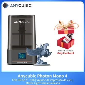 Impressora 3D ANYCUBIC Photon Mono 4 10K com tela de alta definição de 7'' Impressora de Resina UV Impressão 3D de Alta Velocidade Tamanho 153×87×165mm