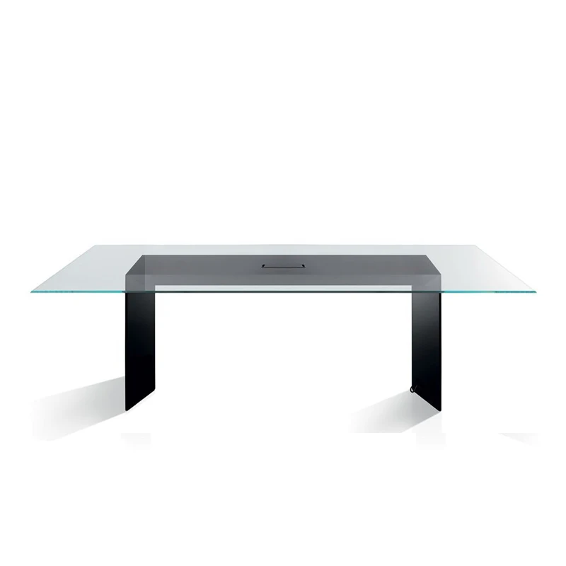 

Nordic minimalist designer's creative rectangular art desk, home transparent glass dining table