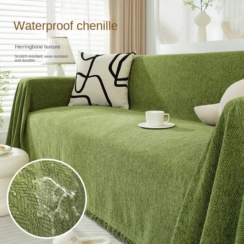 

Chenille Waterproof Snowshirt Velvet Sandhair Towel Modern Minimalist Style Half Pack Sofa Dust Cover Fringe Lace Couch Cover