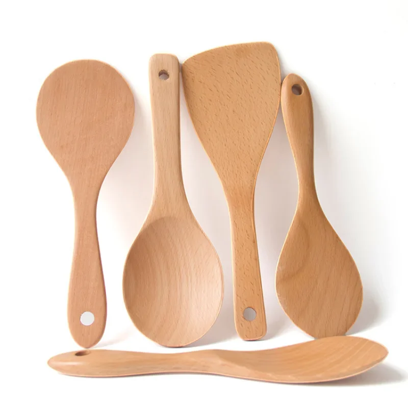 Wooden Cooking Spoon 3 Types Wooden Rice Paddle Spoon High Quality Rice Scoop Sushi Paddle Tableware Spoon Dinnerware Kitchen Gadgets Tool
