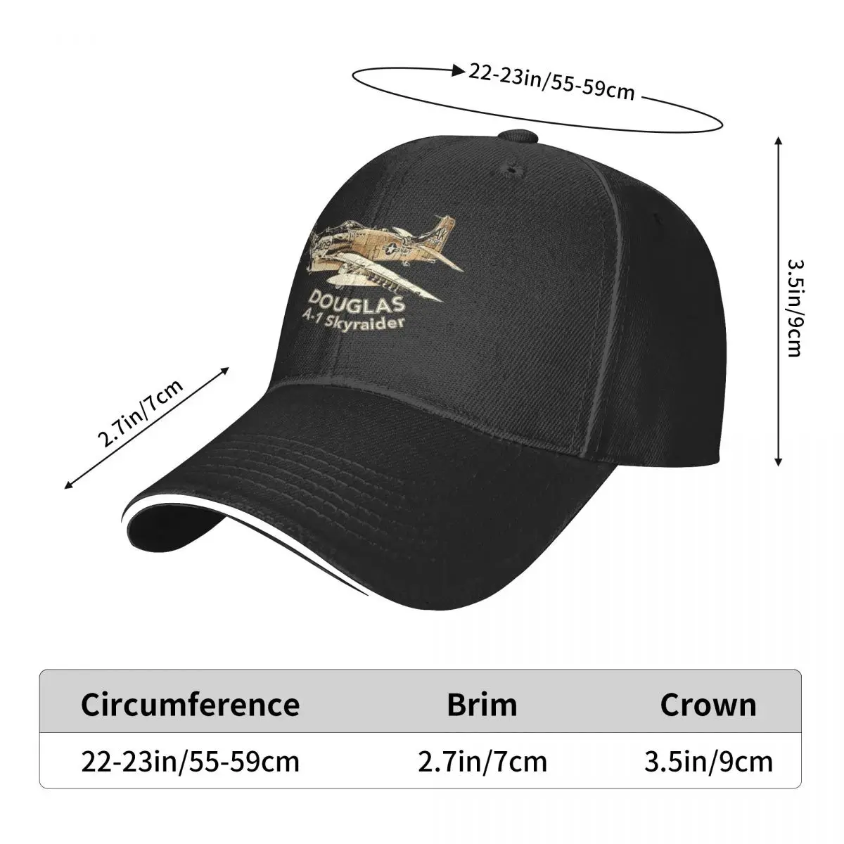 McDonnell Douglas A-1 Skyraider Vintage Military Aircraft Baseball Cap Luxury Brand Luxury Man Hat Sunhat Caps For Women Men's