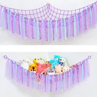 Hammock with Tassels Storage Net for Stuffed Animals Holder and Plush Toy Hammock Soft Cuddly Toys Large Corner Hanging Net 2