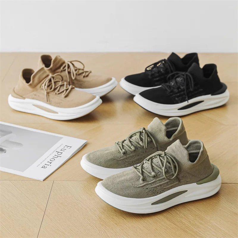 New Round Head Net Shoes Men Casual Shoes Lazy People A Slip-on Front Lacing Travel Breathable Flat Leisure Men's Sport Sneakers 6
