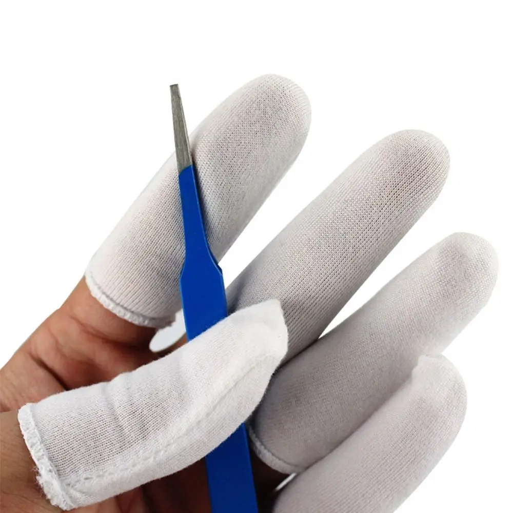 100PCS White Cotton Finger Cots Disposable Sweat Absorption Fingers Protective Gloves Thickening Extension Finger Covers Work