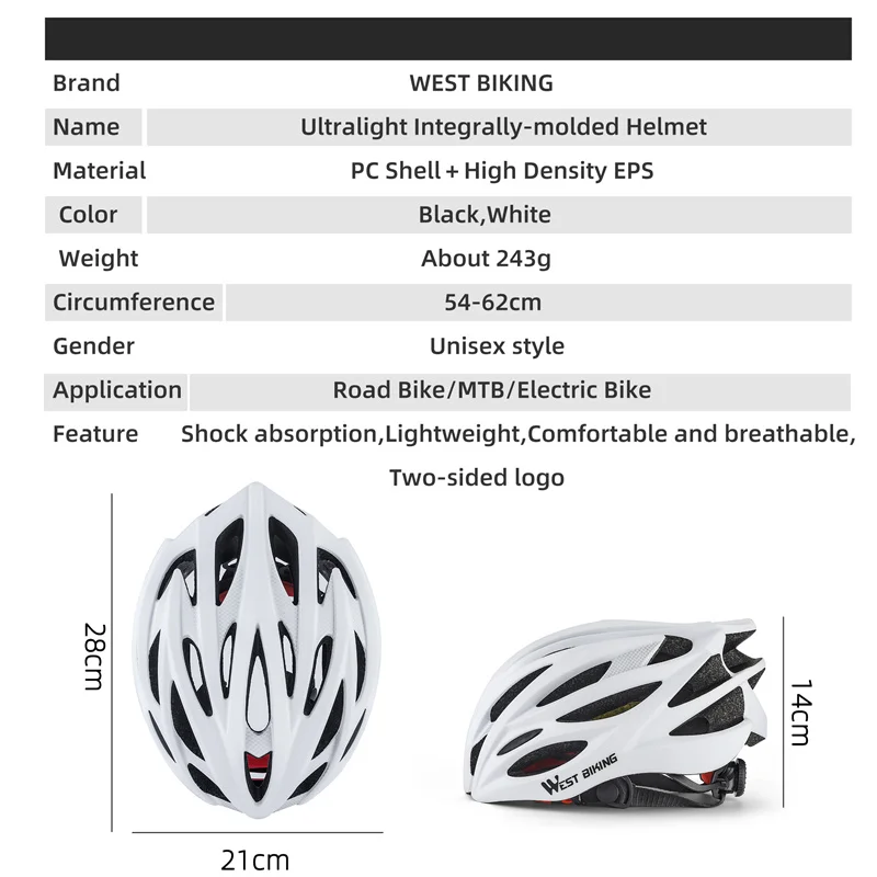 WEST BIKING casco da bicicletta ultraleggero MTB Road casco WEST BIKING casco da bicicletta ultraleggero MTB Road casco