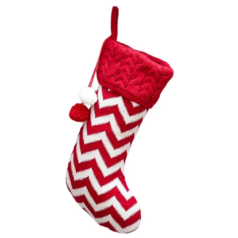 Bolsa de medias navideñas de Año Nuevo, regalo de Navidad, bolsa de dulces, decoraciones navideñas para el hogar, calcetín de punto, decoración para árbol de Navidad