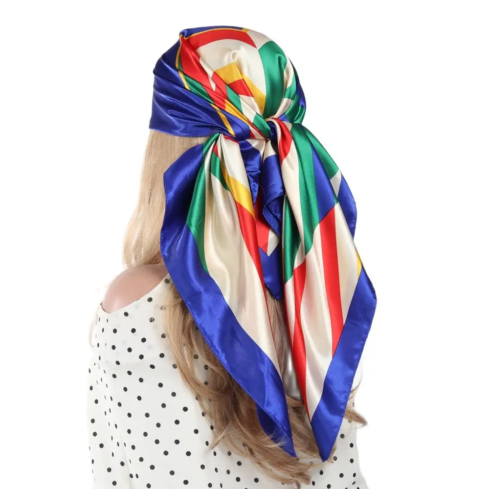 

Silk Scarf Women Summer Fashion Designer Soft Satin Head Scarf Hair Accessories Hijab Bandana Cheveux Foulard Femme 90*90cm