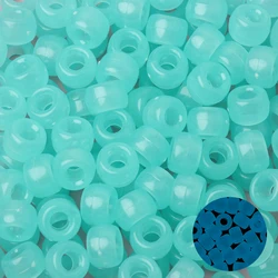 Set of 100 Luminous Acrylic Pony Beads - Large Hole Spacer Beads for DIY Crafts, Jewelry, Bracelets, and Hair Accessories (Mint Green)