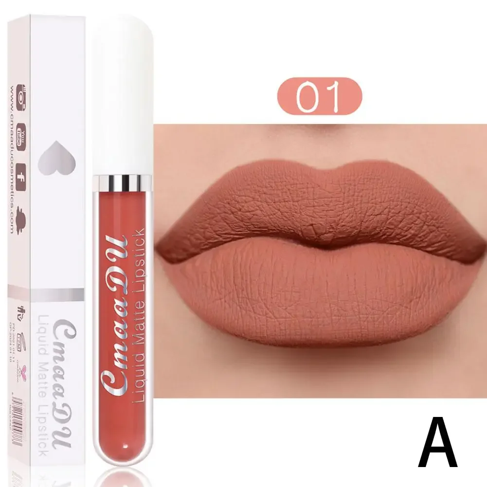 thumbnail image 1 of 18 Colors Matte Lip Gloss Waterproof Long Lasting NudeVelvet Liquid Lipsticks Non Sticky Cup Sexy Red Lip Tint Makeup Cosmetics, 1 of 5