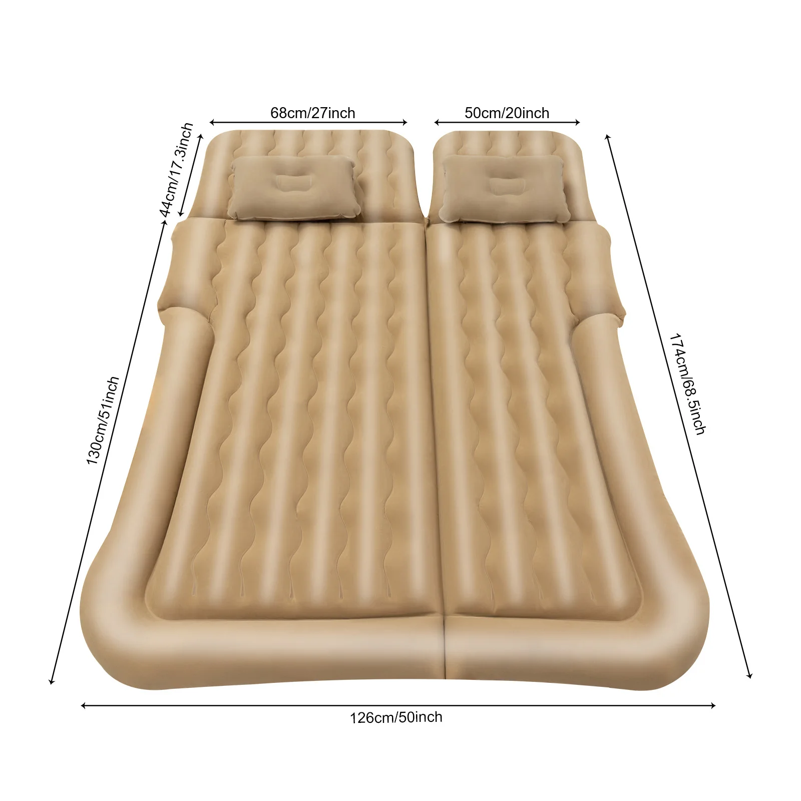 Car Back Seat Universal Foldable Inflatable Bed Mattress Set w/Pump+Pillow 6