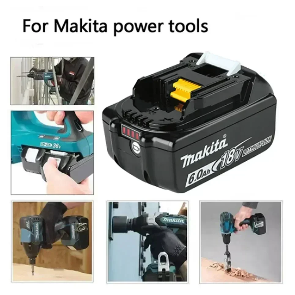 Power Tool Battery Rechargeable Lithium Batteries Original Makita 6Ah/5Ah/3Ah for Makita 18V Battery BL1830B BL1850B BL1850 BL1840 BL1860 BL1815 Replacement Lithium Battery