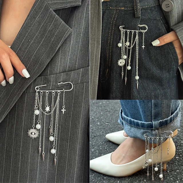 Multi-Functional Evil Eye Brooch Chain Tassel Anklet Pant Pin Faux Pearl Adjustable All-Match Gothic Jewelry for Women Wholesale