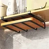 Kitchen Hanging Organizer Rack with Hooks Under Cupboard Paper Towel Rags Hanger Cutting Board Pot Cover Holder Storage Shelf 2