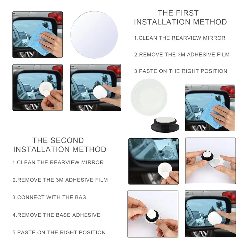Blind Spot Mirror 2 X Round Blind Spot Mirror HD Glass Frameless Convex Rear View 360&deg; Stick On Car Mounted Borderless small Circular Mirror