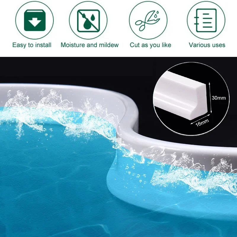 Water Stopper Shower Threshold Water Dam Bathtub Shower Barrier Dam Silicon Blocker Dry and Wet Separation Bathroom