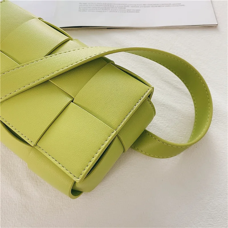 Genuine Leather Weave Handbag Women Luxury Brand Bag Woven Cassette Bags Flap Belt Chain Cross Bag Chest Waist New Fanny Pack