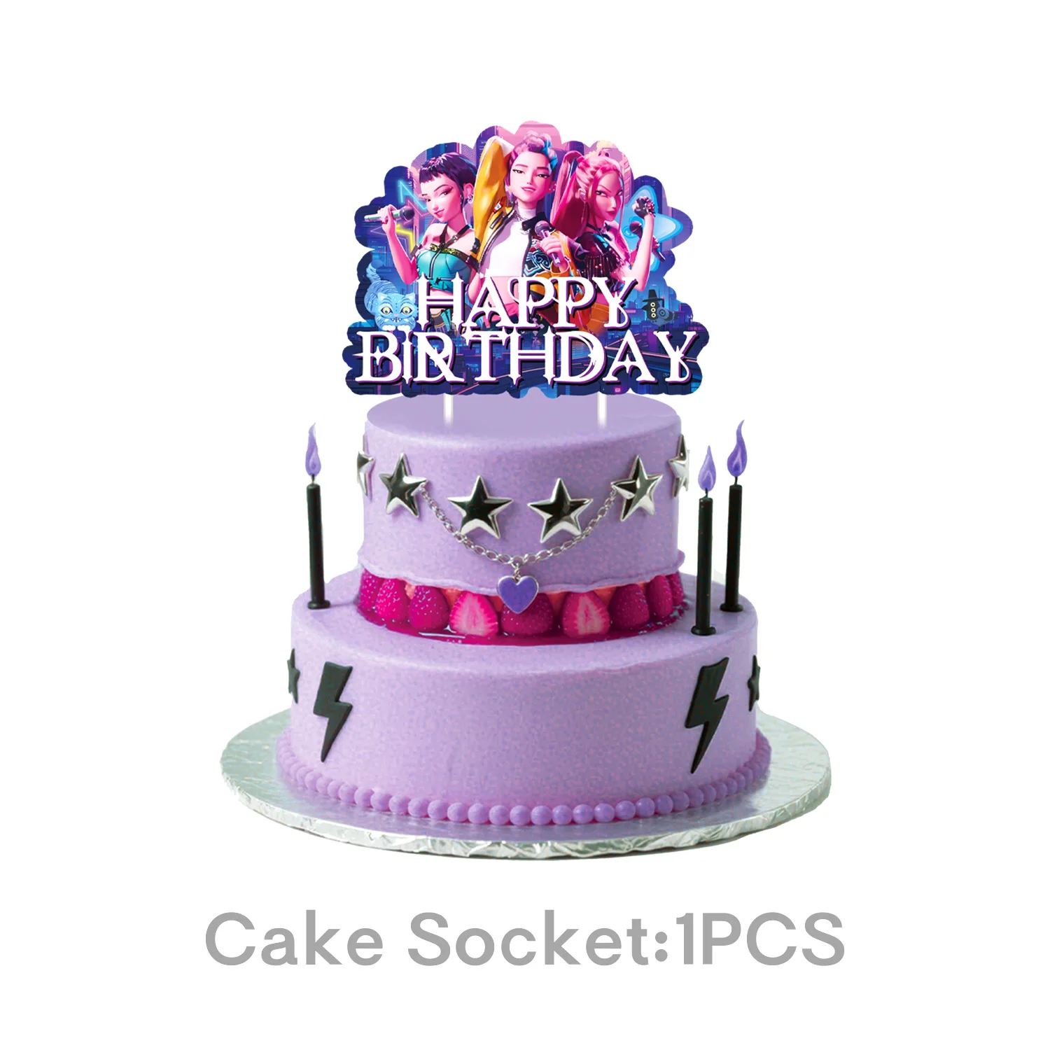 1/25 יחידות דמון האנטרס עוגת טופר יום הולדת שמח קישוט עוגת מסיבת ילדים מועדון Kpop דמון האנטרס קישוטי עוגה למסיבת תינוקות