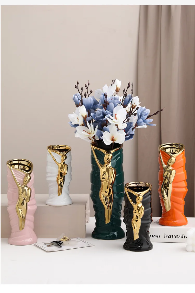 Nordic Vase Celebrity Ceramic Luxury Dried Flower Container Pot Living