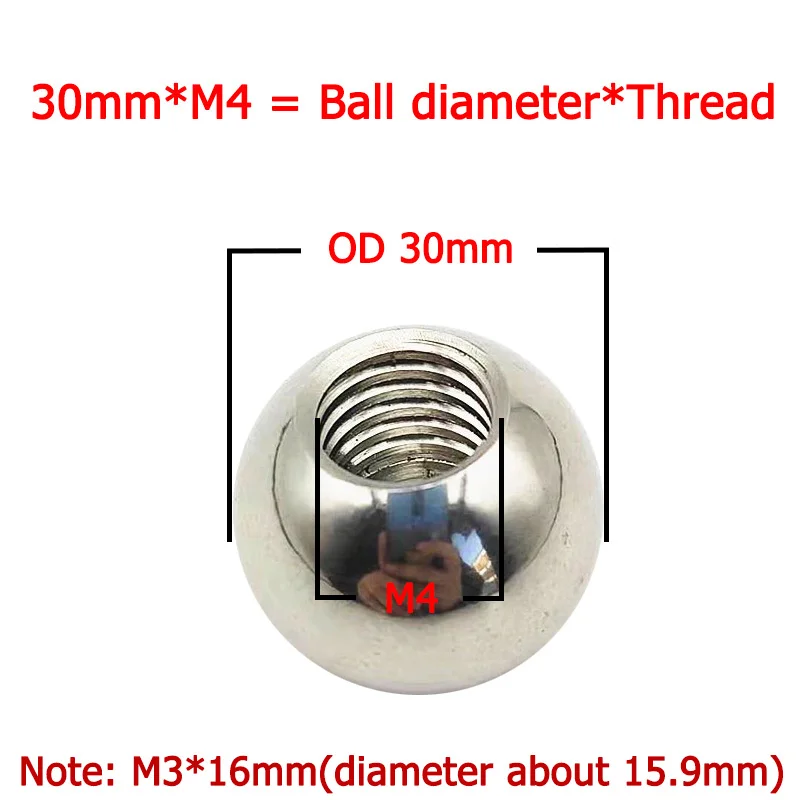 10 Sfere Filettate In Acciaio Inox 304 Con Foro Da 3 Mm | Semifiletto Da 14 Mm Per Progetti Di Bricolage - 2