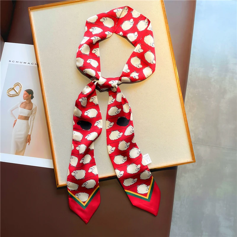 Bag Handle Ribbon Wrap Scarf Print Chunky Strappy Neckline Scarf Package  Imitation Silk Band Fashion Hair Head Band, Quick & Secure Online Checkout