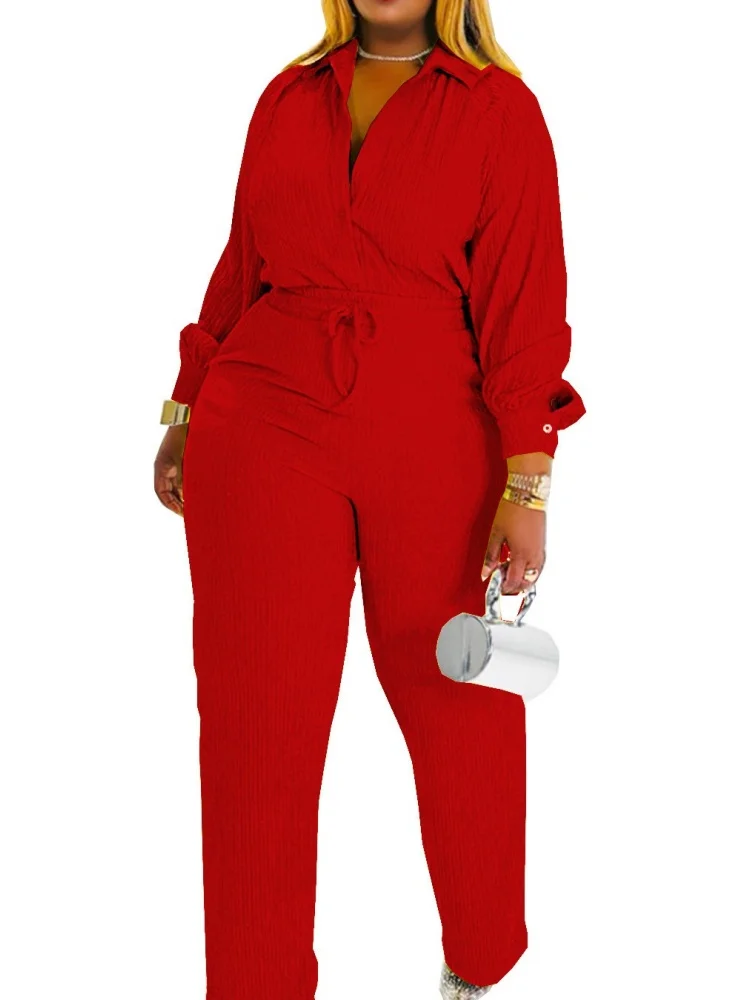 Wmstar Two Piece Set Women Wholesale Long Sleeved Pleated Casual Shirt Elastic Waist Straight Leg for Commuting Summer 2025