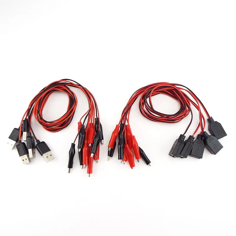 Alligator Clips 60cm Alligator Test Clips Clamp to USB Male Female Connector Cable