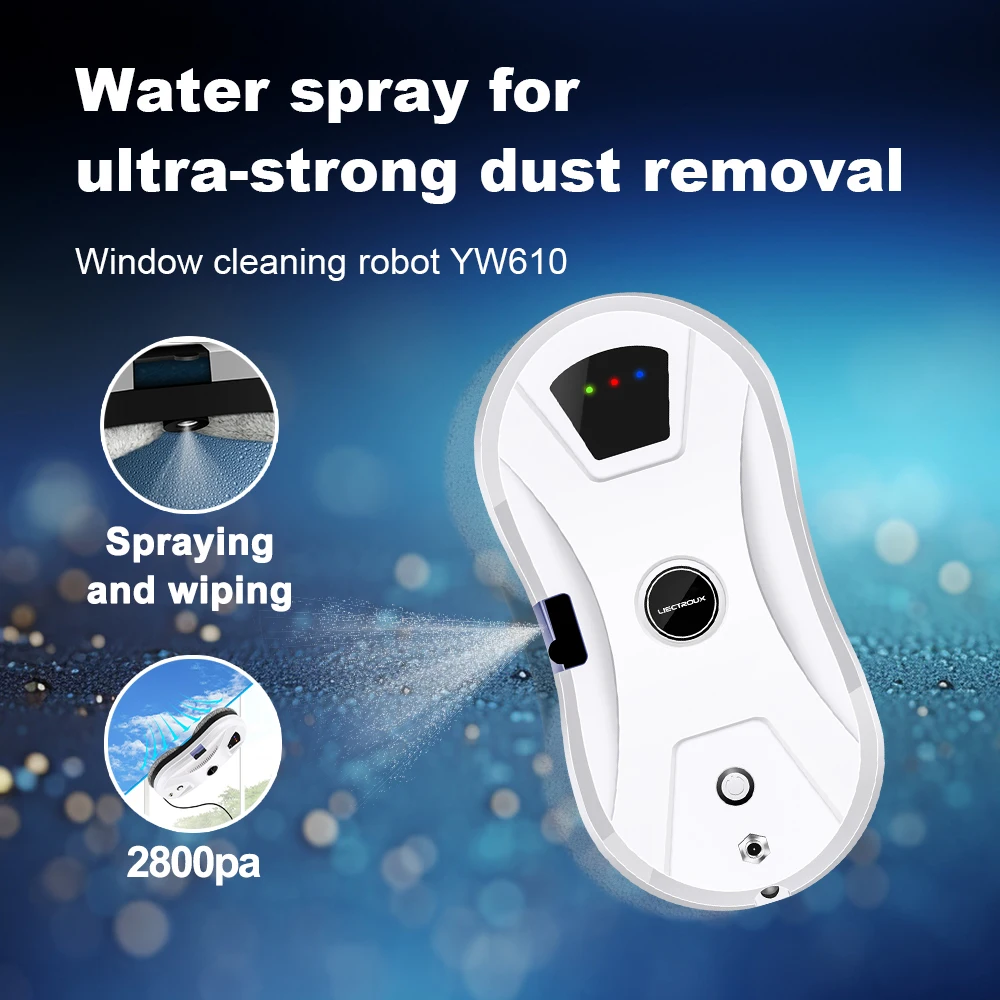 Robot per la pulizia delle finestre Liectroux YW910, doppio spruzzo d'acqua, mop bagnato di