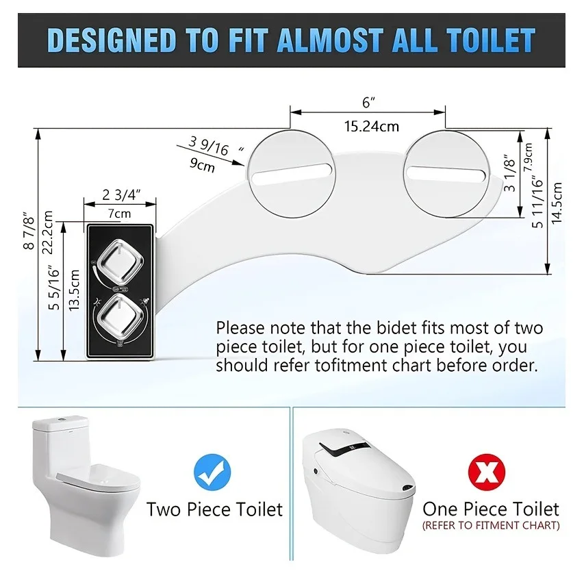 Ultra Slim Non-Electric Bidet-Self Cleaning Dual Nozzle Frontal and Rear Wash Toilet Seat Attachment Ass Sprayer