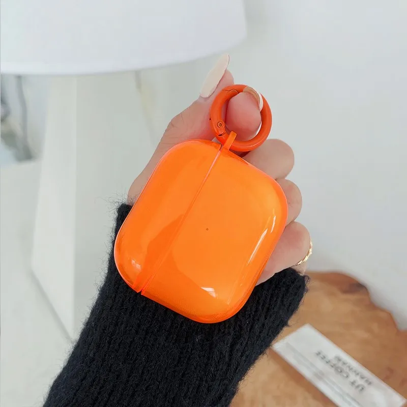 Fluorescent Candy Color Transparent Earphone Cover - Crystal Clear Soft TPU Protective Case