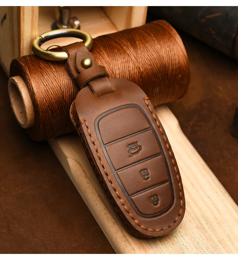 Copertura chiave auto in pelle fatta a mano a 3 pulsanti per Hyundai Tucson 2021 2022 Keyless Entry 10 Copertura chiave auto in pelle fatta a mano a 3 pulsanti per Hyundai Tucson 2021 2022 Keyless Entry - S6d1a07dd3365411ba1ea217d76c1c0a40