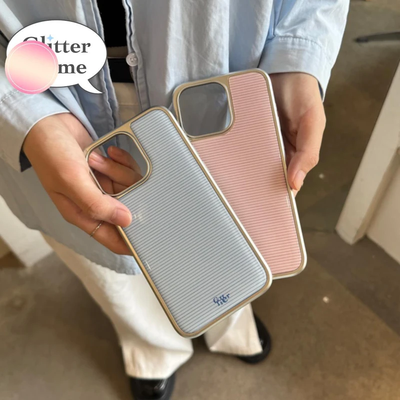 Stripe Minimalist Electroplated Resin Shockproof Phone Case