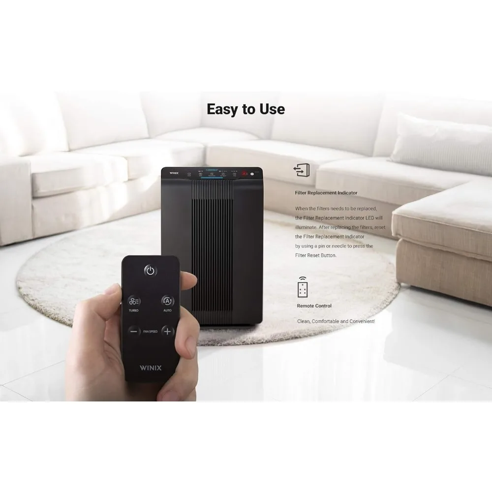 5500-2 Air Purifier with True HEPA, PlasmaWave and Odor Reducing Washable AOC Carbon Filter Medium , Charcoal Gray 6
