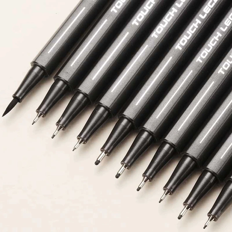 10Pcs/set Pigment Liner Micron Ink Marker Pen 0.05 0.1 0.2 0.3 0.4 0.5 Brush Tip Black Fineliner Sketching Manga Drawing Pen 12 pcs pigment liner manga markers set neelde art drawing paint brush pen waterproof sketching stationery school supplies