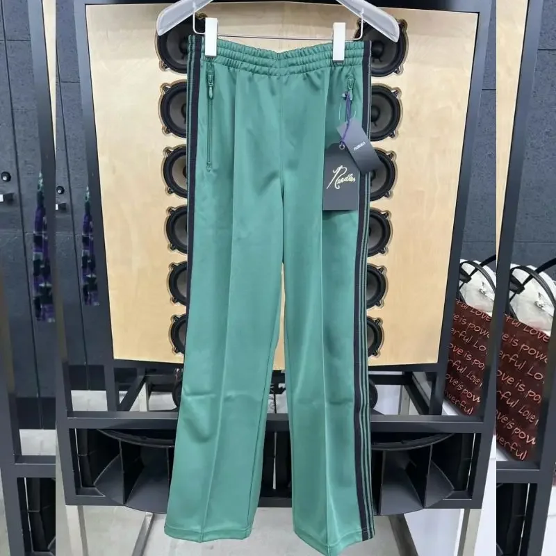 

New Green AWGE Needles Pants 1:1 Quality Embroidered Butterfly Ribbon Sweatpants Street Needles Jogging Trousers Men Women