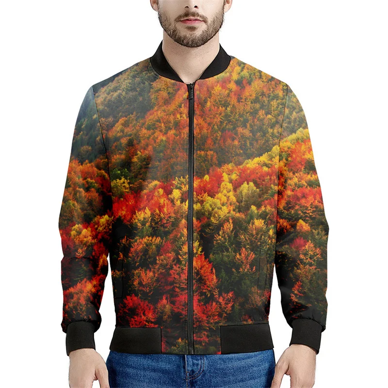 thumbnail image 1 of Chaqueta con cremallera y estampado de montaña para hombre, sudadera informal de manga larga con estampado 3D de paisajes naturales, chaquetas de gran tamaño, 1 of 4