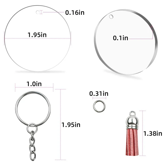40pcs Round Acrylic Keychain Blanks Set Including Clear Circle Keychains  Blank Key Rings Tassels Jump Chain for DIY Crafts - AliExpress