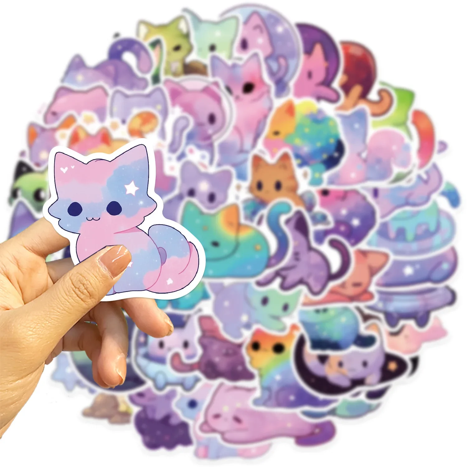 Decorative Stickers 10/30/50Pcs Starry Cat Waterproof Graffiti Sticker for Luggage Cup Guitar Laptop