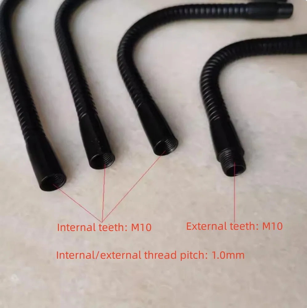 Led Goose Neck Flexible Metal Hose Tube 2pcs Black M10 Male Connector Dia.10mm with Nuts Soft Pipe Serpentine Tube DIY