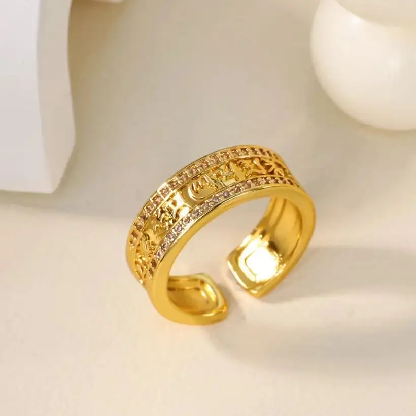 Zircon Geometric Rings for Women Gold Color Stainless Steel Ring