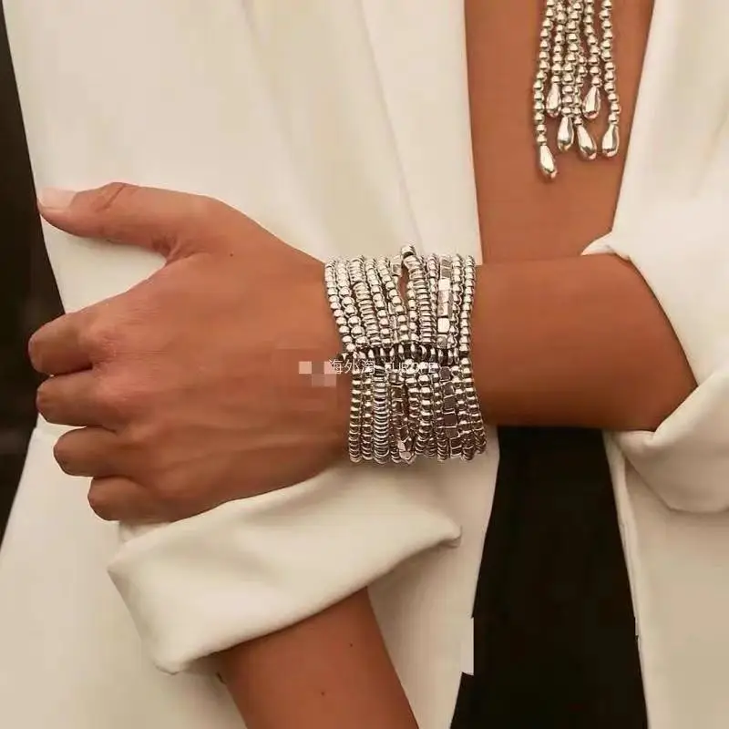 Set De Bijoux Années 50 - Bracelet, Boucles D'oreilles, Bague - Chapé Argent - Neuf Avec étiquettes