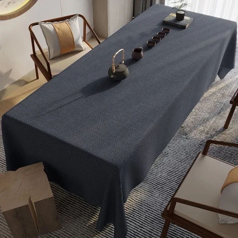 Chinese classical cotton linen tablecloth fabric waterproof tea tablecloth solid color tablecl HODAN174
