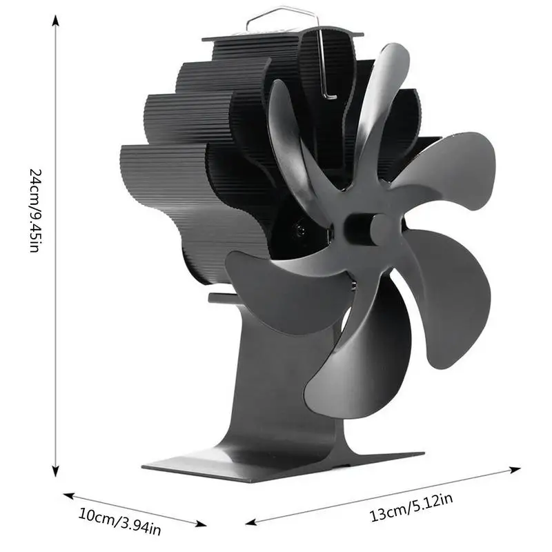 6 Blade Black Fireplace Heat Powered Stove Fan Log Wood Burner Ecofan Silent Efficient Heat Distribution Home Fireplace Fan fireplace fan