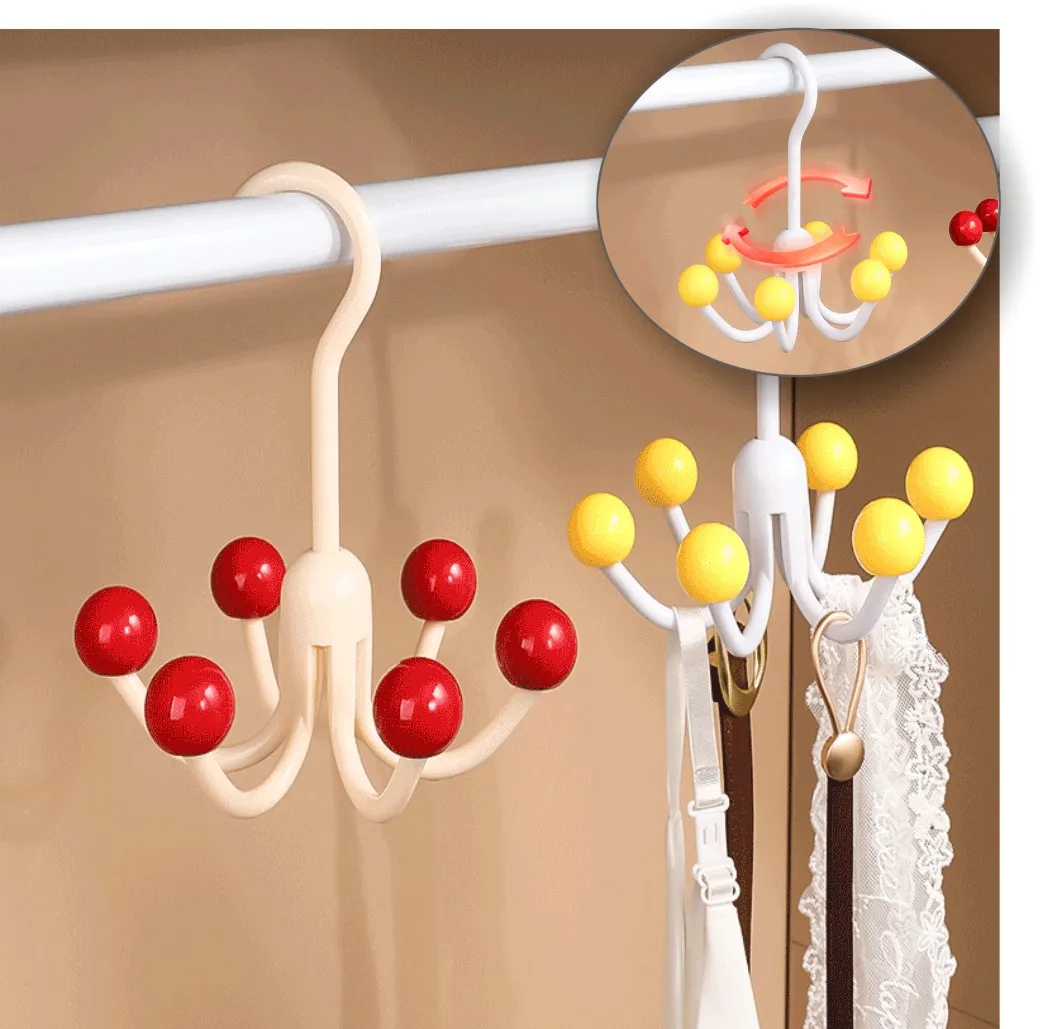 Dopamine Hook Rotating Clothes Hanger Organizer Scarf Hat Display