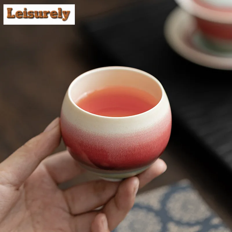 125ml Handmade Aurora Kiln Change Teacup Elegant Dragon Egg Tea Bowl Mug Smelling Cup Chazhan Personal Master Cups Teaware Craft