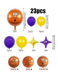 Basketball - Themed Party Balloons Set: Yellow & Purple Star and Latex Balloons - Other (23pcs)