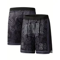 Men's Mamba #824 Premium Embroidery Basketball Shorts Breathable Mesh Drawstring Shorts Outdoor Sports and Fitness Casual Pants 1