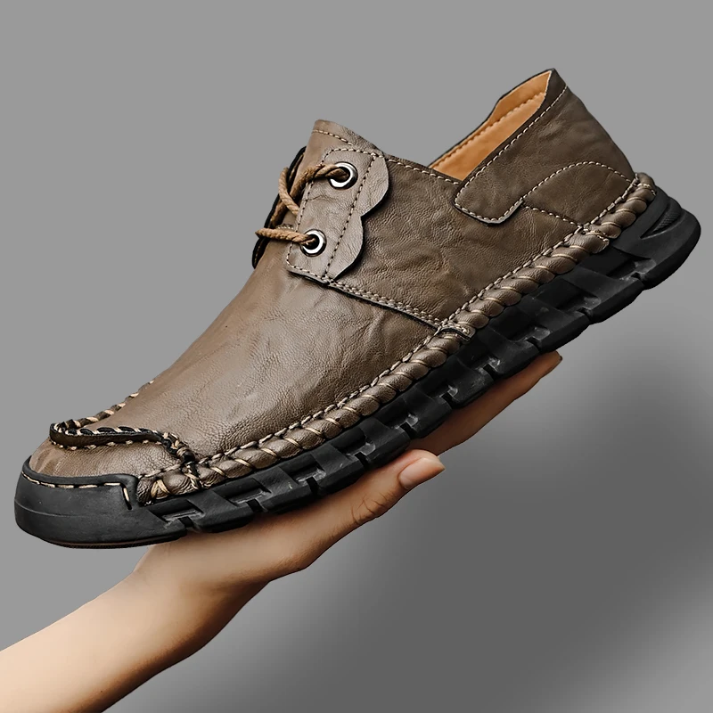 

Outdoor Men Leather Shoes Outdoor Men's Loafers Sneakers Luxury Breathable Soft Men Driving Shoes Handmade Walking Men Sneakers