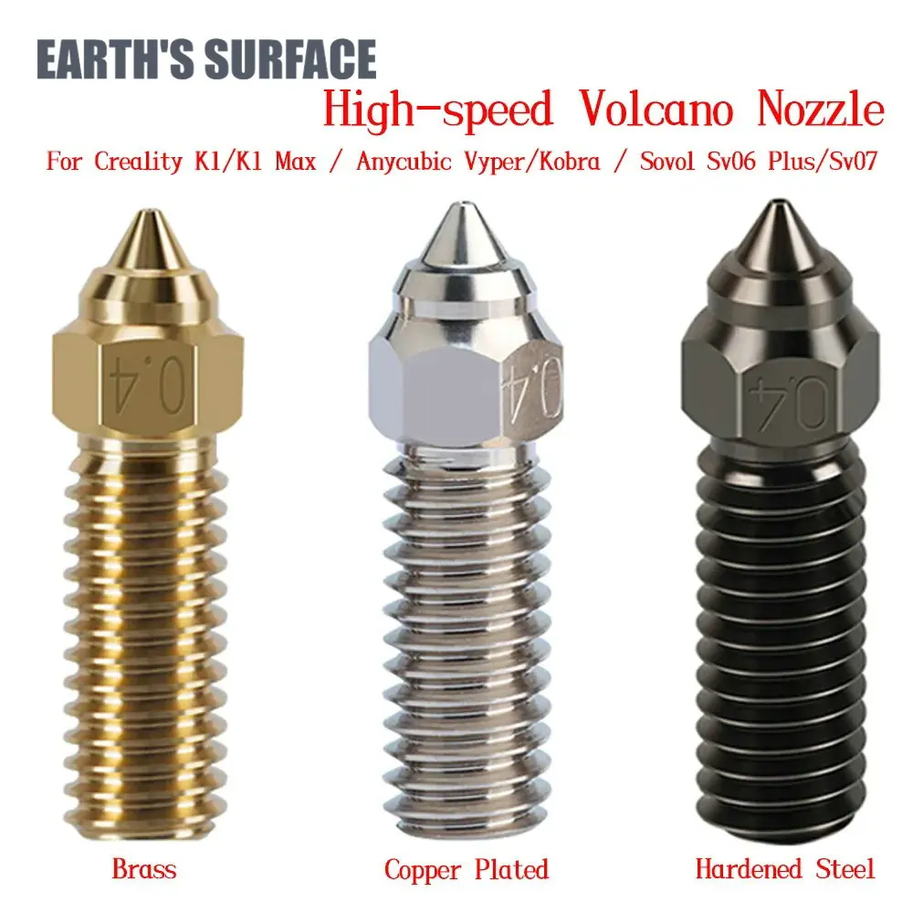 ES-Part High-speed Volcano Nozzle Brass Copper Plated Hardened Steel For K1/K1 Max/ Anycubic Vyper/Kobra / Sovol Sv06 Plus/Sv07